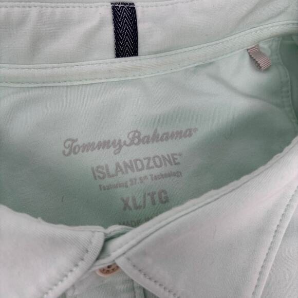 Tommy Bahama Island Zone Mens XL Solid Mint Green Short Sleeve Polo Shirt - Picture 2 of 7